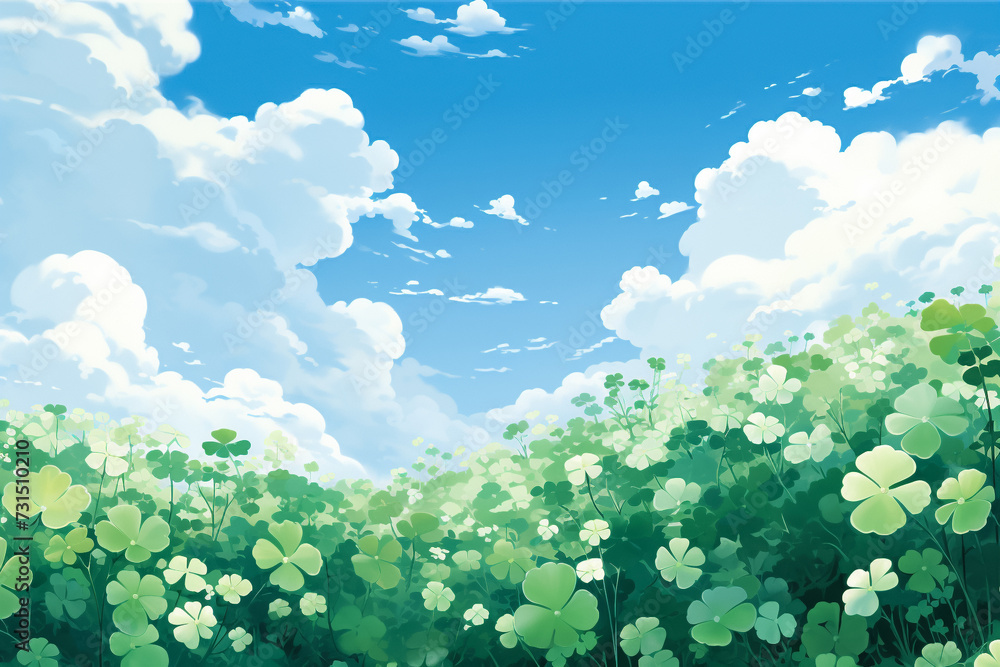 Obraz premium クローバーのイラスト背景素材「AI生成画像」