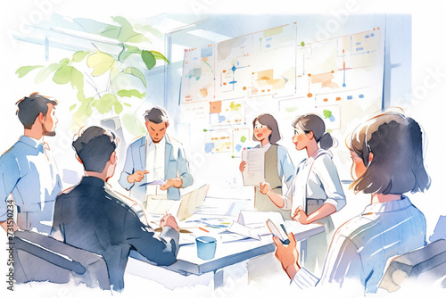 クリエイティブな会議風景「AI生成画像」