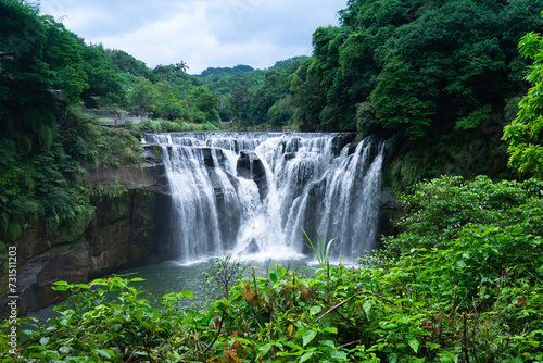 Front view of beautiful shifen waterfall in New Taipei City  Taiwan.