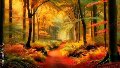 autumn forest in the forest © aitrailblazer