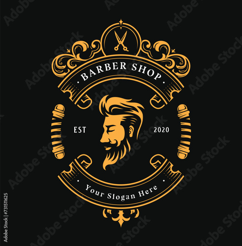 luxury barbershop logo design