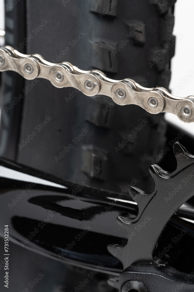 New bicycle chain part close up view New bicycle chain part close up view