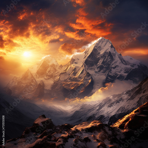 sunrise in the mountains  Karakoram  Himalayas  Mount Everest