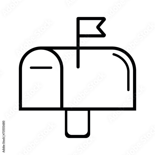 Illustration of a mailbox, mail box outline style icon vector isolated on white background.