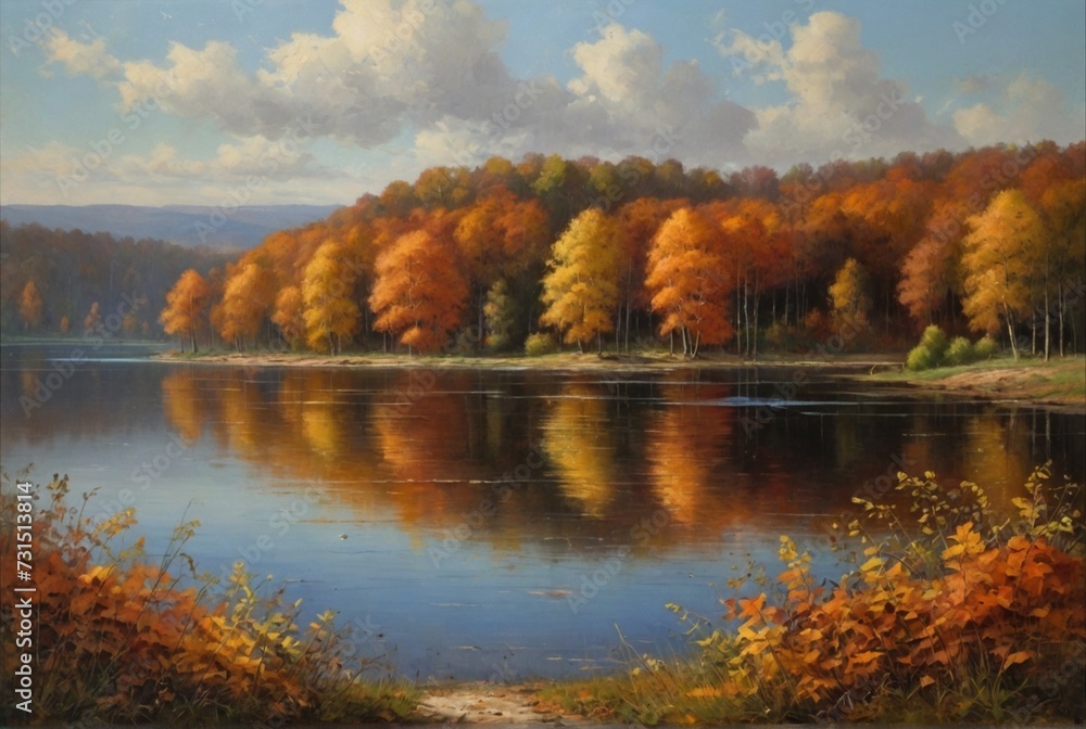 Obraz premium Autumn landscape with lake