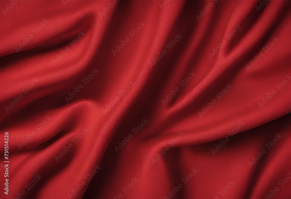 Fototapeta premium Luxury red satin fabric cloth abstract background, Red fabric texture background