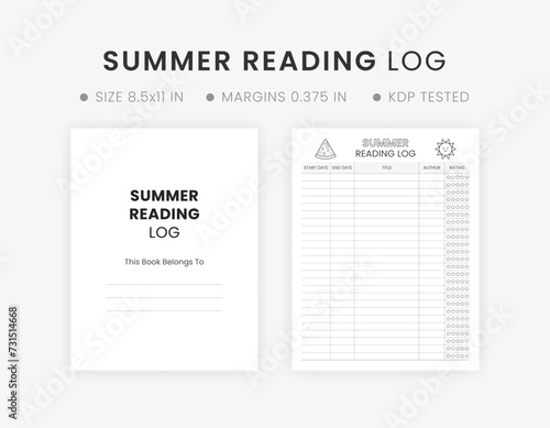 Reading Log Printable With Summary | Printable Summer Reading Log | Homeschool Reading Log Book | Reading Tracker Journal 