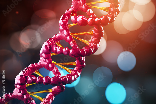 3d illustration of a  science template, abstract background with a DNA molecules. abstract technology science concept DNA futuristic ,  generative ai photo