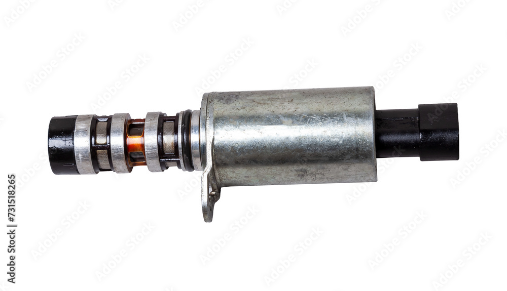 Electromagnetic crankshaft position sensor of a car engine in the hands of an auto mechanic. Spare parts catalog. Electromagnetic crankshaft position sensor of a car engine in the hands of an auto mechanic. Spare parts catalog.