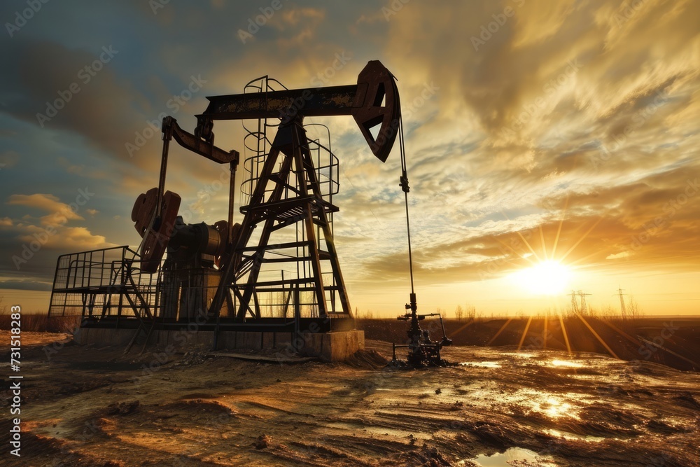 Oil Derrick Extracting Resources from the Earth's Depths Oil Derrick Extracting Resources from the Earth's Depths