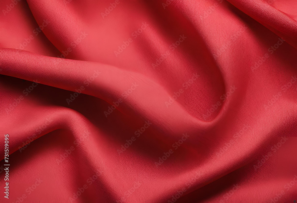 Luxury red satin fabric cloth abstract background, Red fabric texture background