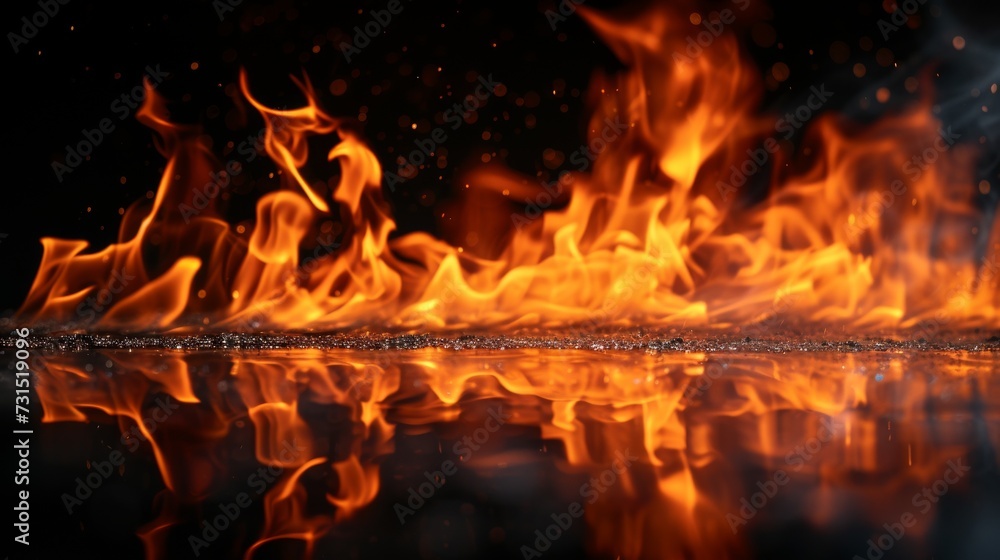 Fire flames on black background Fire flames on black background