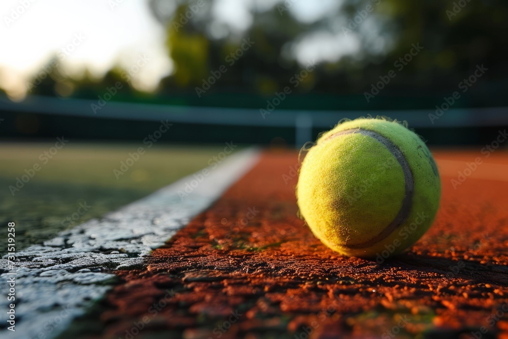 Tennis ball on a tennis court
