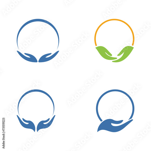 Circle logo template. Hand icon design