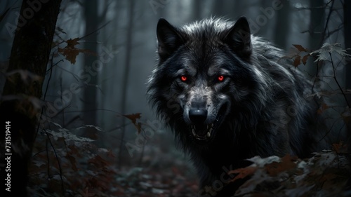 angry wolf in the forest © aminebouka
