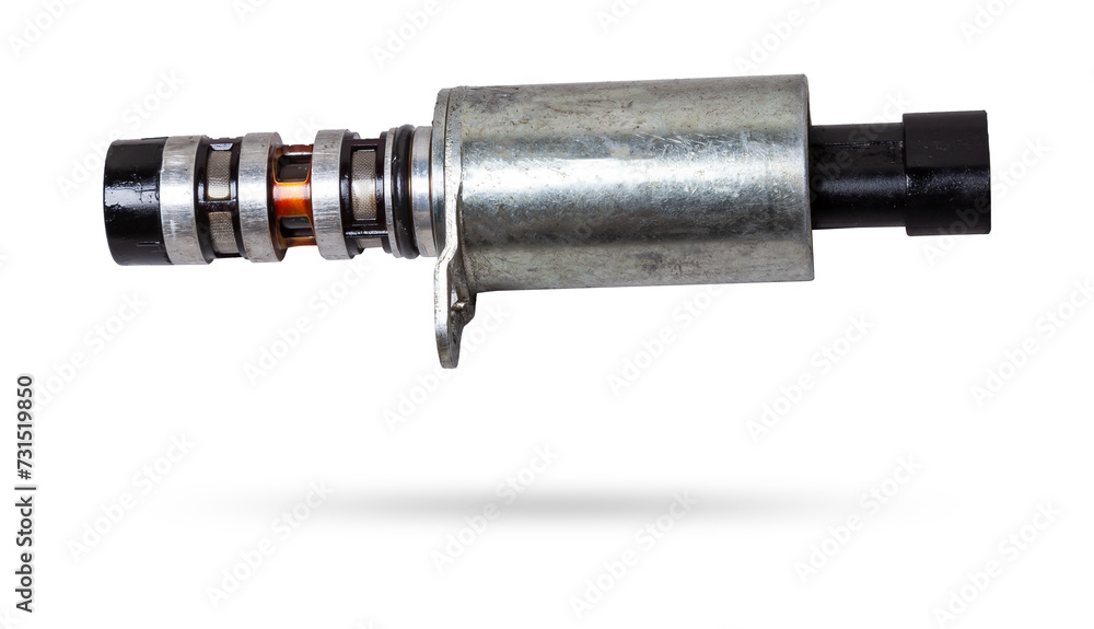 Electromagnetic crankshaft position sensor of a car engine in the hands of an auto mechanic. Spare parts catalog. Electromagnetic crankshaft position sensor of a car engine in the hands of an auto mechanic. Spare parts catalog.