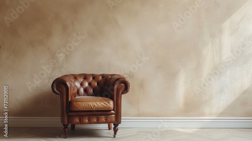 Luxury vintage brown leather Armchair