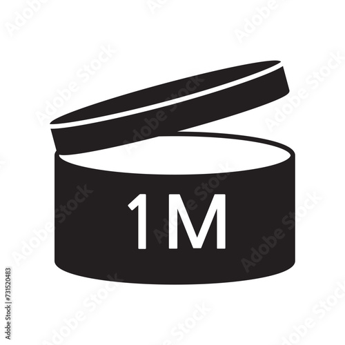 PAO cosmetic icon, mark of period after opening. Expiration time after package opened, back label. 3 month expirity on white background, vector illustration.  eps. jpg. png