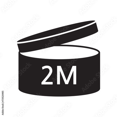 pao, cosmetic, icon, mark of period, expiration time, black label, expiry, beauty, care, expiration time, label, lid, 2 month, expirity on white background, p