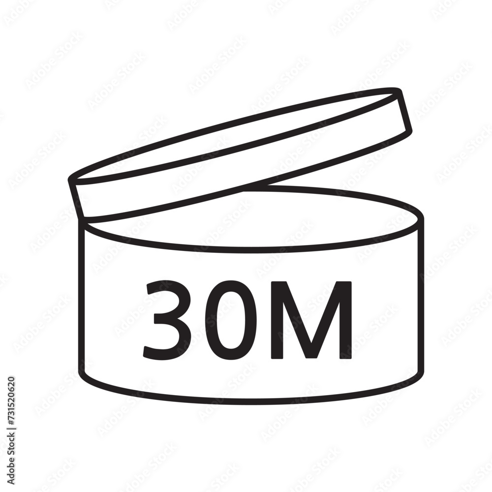 PAO cosmetic icon, mark of period after opening. Expiration time after package opened, white label. 30 month expirity on white background, vector illustration. eps. jpg. png PAO cosmetic icon, mark of period after opening. Expiration time after package opened, white label. 30 month expirity on white background, vector illustration. eps. jpg. png