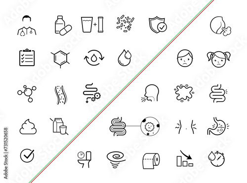 Digestion set icons. Vector elements for infographics. Set of sign for detailed guideline. Ready for your design. EPS10.