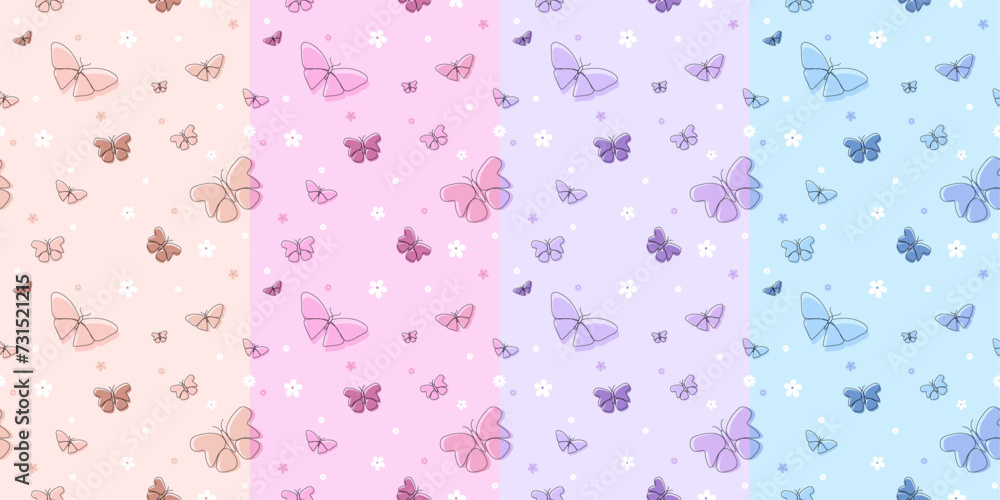 butterfly with daisy flower seamless pattern, cute girly spring, design ...