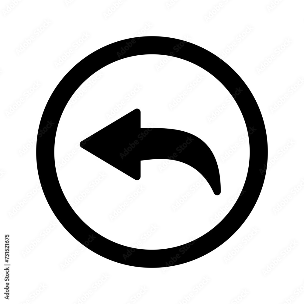 Vector solid black icon for go back Vector solid black icon for go back
