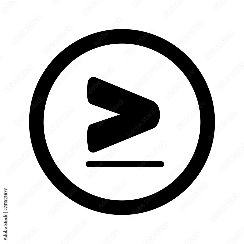 Vector solid black icon for greater than