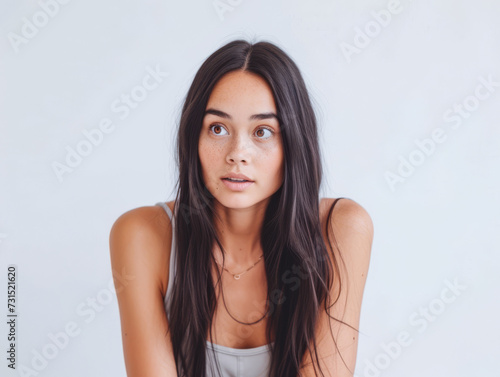 Close up portrait of a happy young woman isolated from a white background copy space for text.