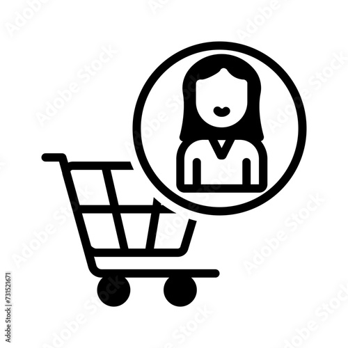 Vector solid black icon for customer