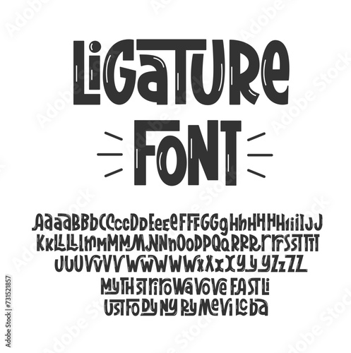 Ligature Creative Font. Funny Constructor Kids Alphabet. Quirky Typographic Design Abc. Decorative Custom Letters Typo. photo