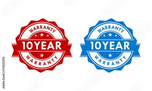 10 years and lifetime warranty label template illustration