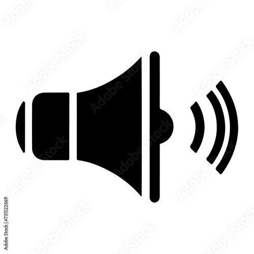 loud Speaker sound icon symbol, flat illustration, silhouette, white background