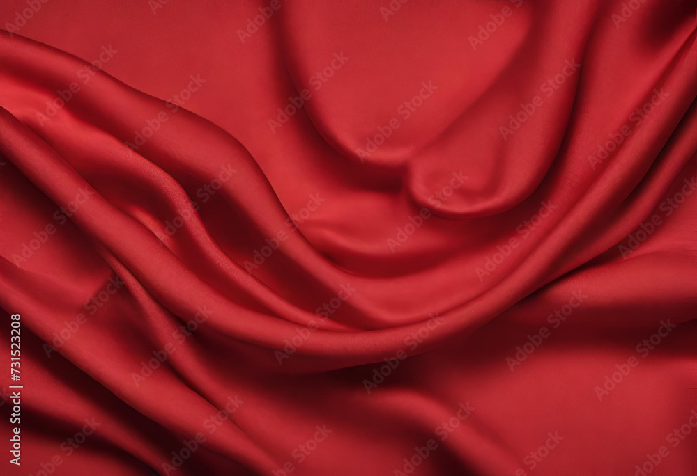 Luxury red satin fabric cloth abstract background, Red fabric texture background