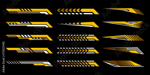 Wrap design for car vectors. Sports stripes, car stickers. Racing decals for tuning. Vector illustration