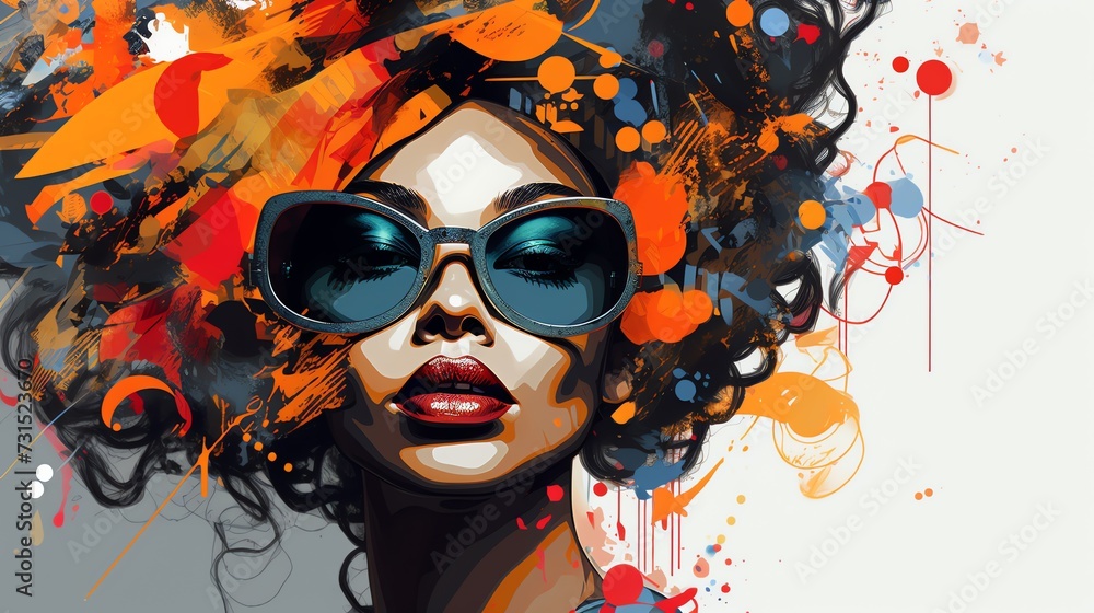 Abstract portrait of a beautiful black woman. AI generated image.
