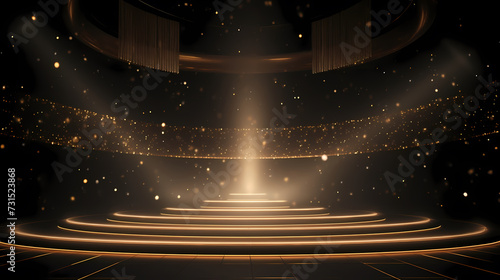 Award ceremony background, golden glitter light effect decoration and bokeh