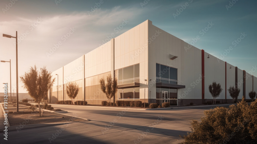 Obraz premium Industrial building for manufacturing production plant or large warehouse.