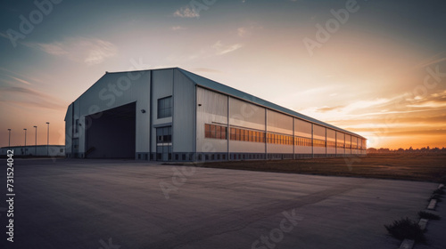 Industrial building for manufacturing production plant or large warehouse.