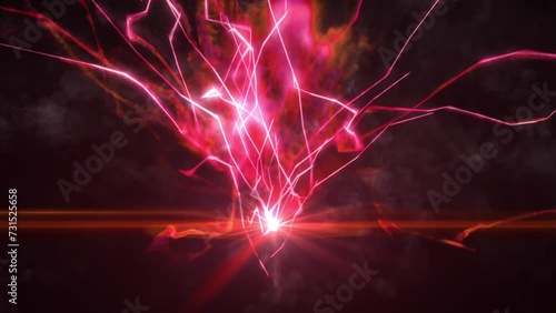 red electric spark and smoke loop effect photo