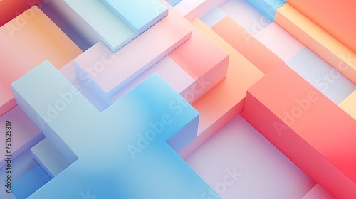 Vibrant multicolored tech background: stunning 3d geometric structure in clean, modern pastel design - perfect for digital projects! | adobe stock image photo