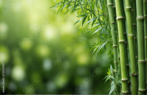 Lush Green Bamboo Forest in Japanese Zen Garden  Nature Vector Background with Tropical Asian Flora and Culture Elements