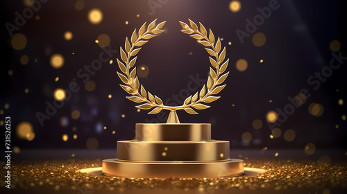 3D golden luxury elements for award ceremony background and podium