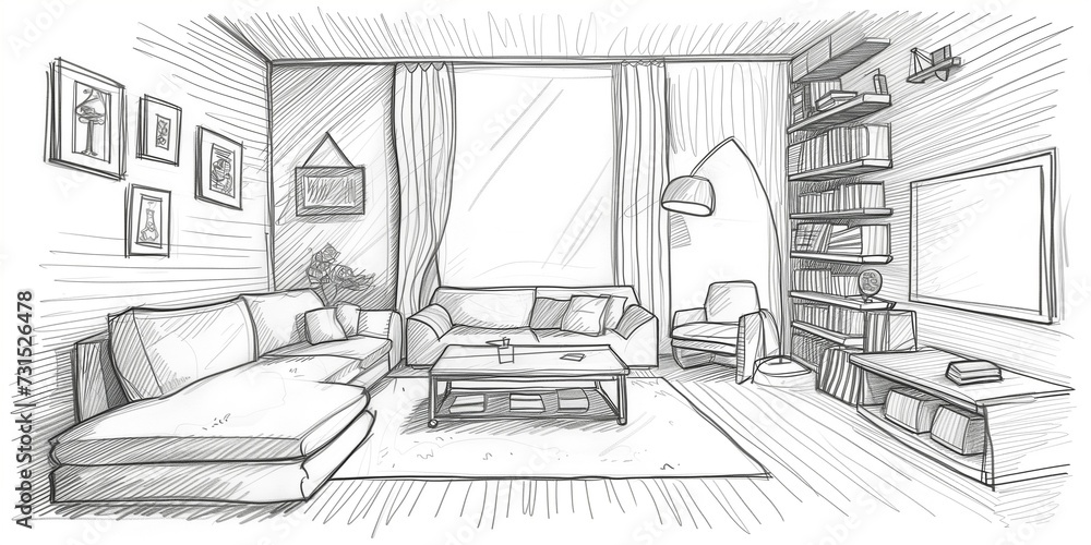 Sketch of modern interior Sketch of modern interior
