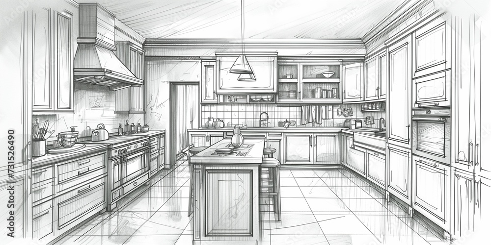 Sketch of modern interior Sketch of modern interior