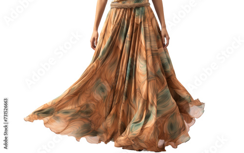 Flowing and Elegant Summer Maxi Skirt with a Boho Twist on White Background