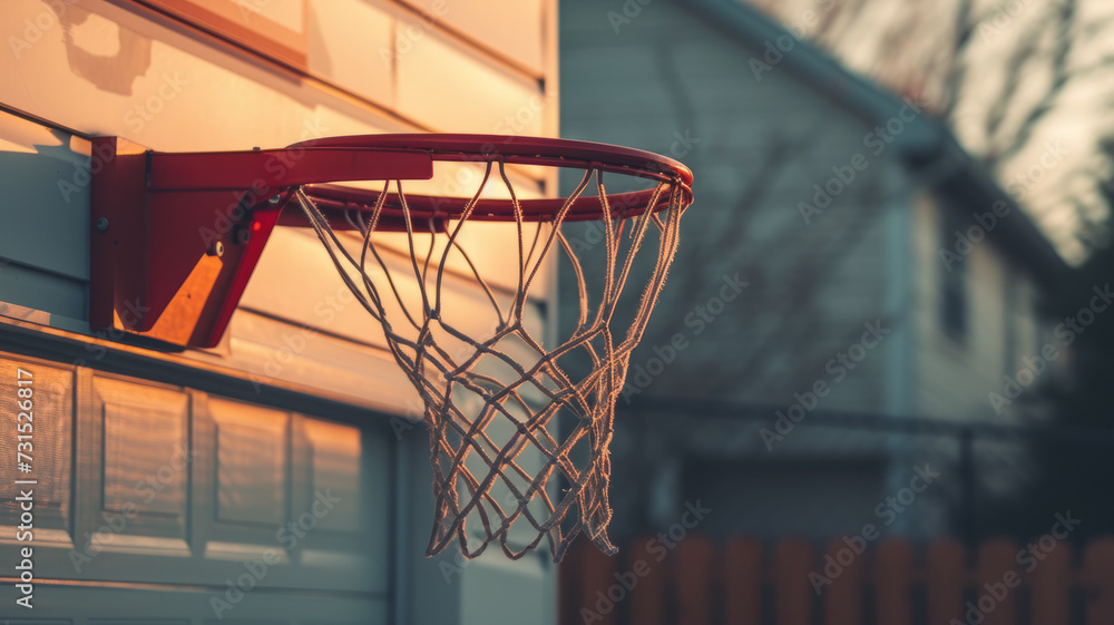 Basketball hoop on the garage