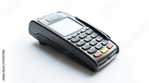 Credit card reader is isolated on white background.  