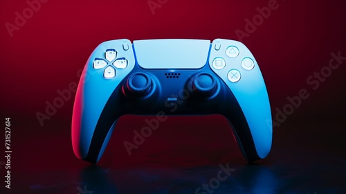 White new gamepad dualsense on a dark background. Cybersport poster concept. ps5