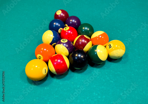 Close-up of balls on a billiard table